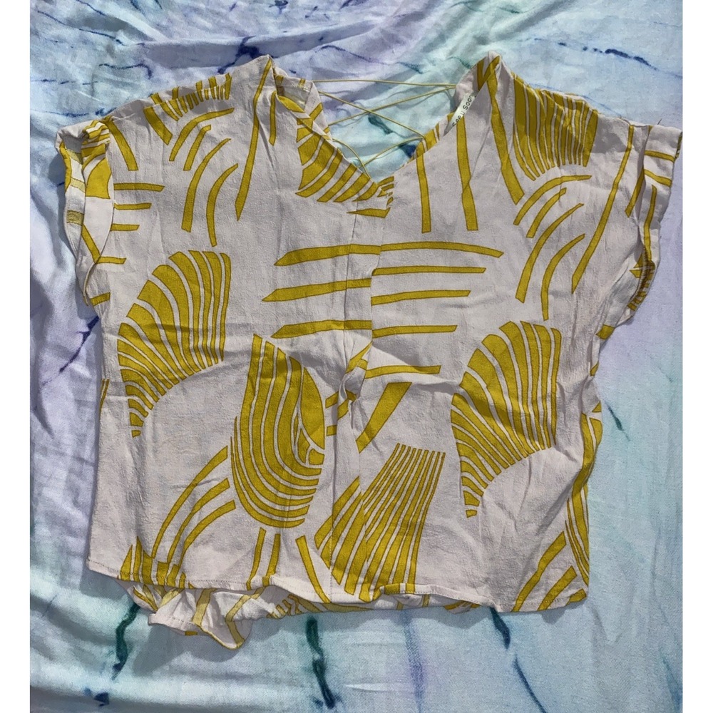 ASOS‎ See U Soon XS V Neck Short Sleeve Top Pink Gold